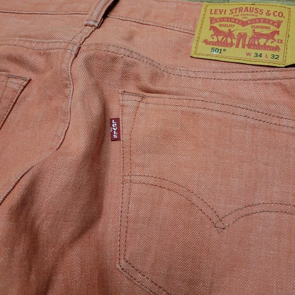 Levi's 501 Slim Fit Selvedge Jeans White Oak Cone Denim Men's Size W34 L32